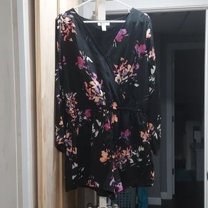 Black floral romper